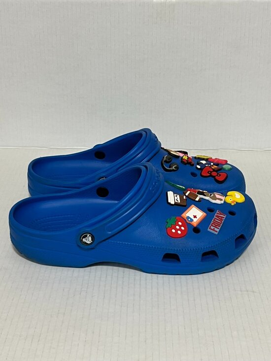 Men\'s Blue Crocs Slip-On Casual Accent Clogs with Jibblets Size 10 main image 4